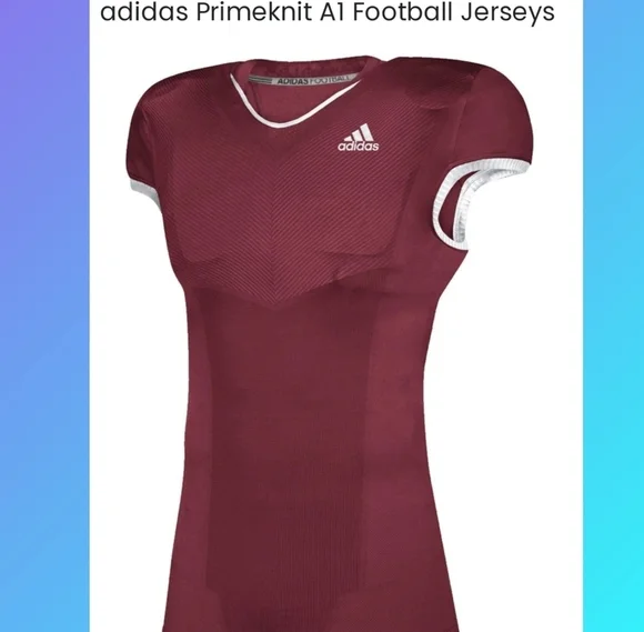SALE Adidas Football Primeknit Jersey Short Sleeve Burgundy White Game Large - Picture 2 of 8